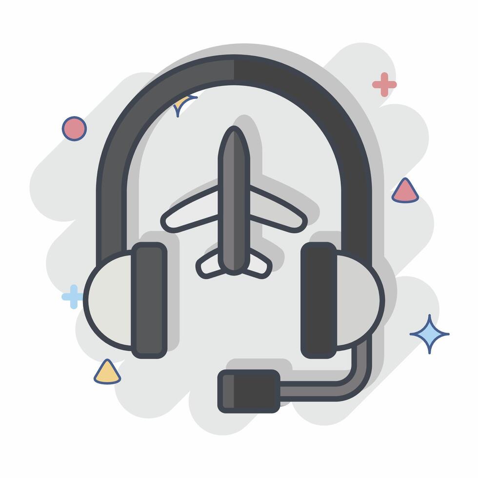 Icon Call Center. related to Airport symbol. comic style. simple design illustration vector