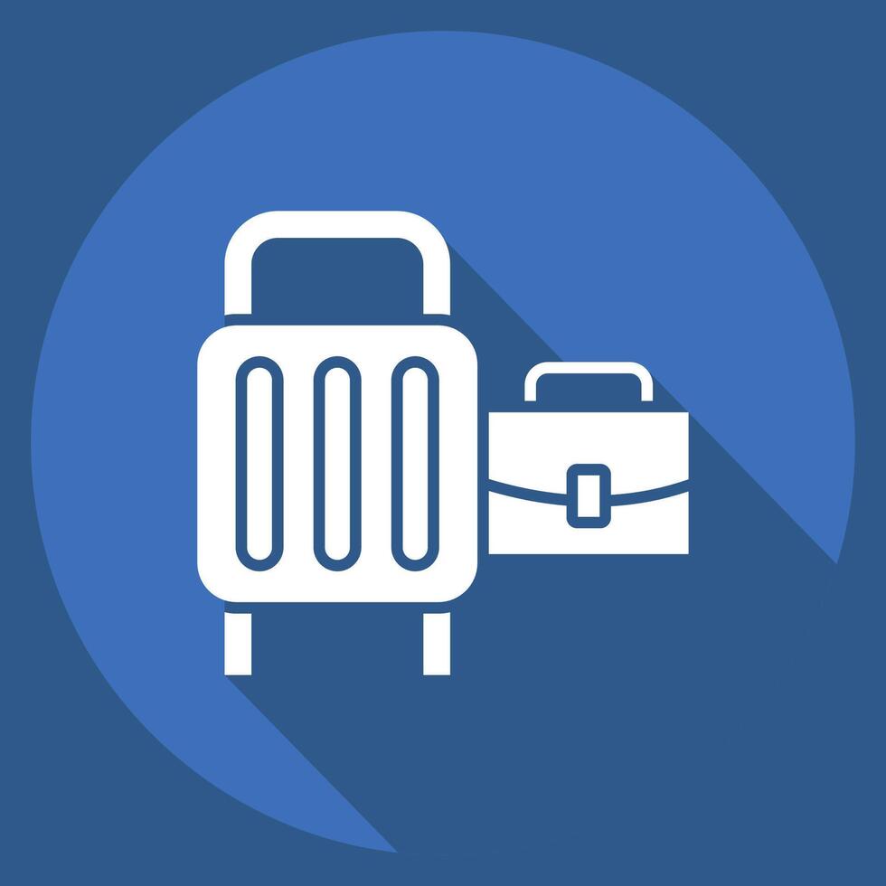 Icon Baggage. related to Airport symbol. long shadow style. simple design illustration vector