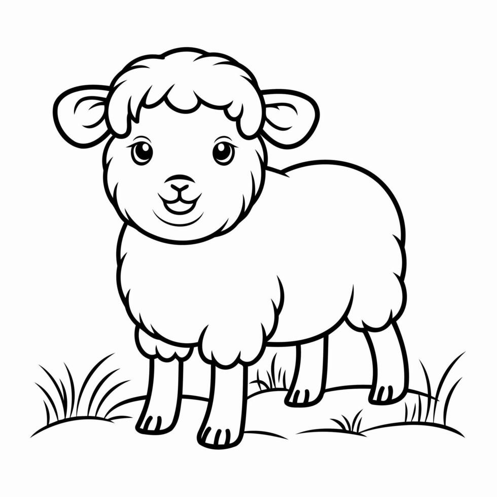 Clean line sheep icon for coloring. vector
