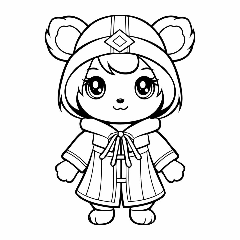 Clean line bear icon for coloring. vector