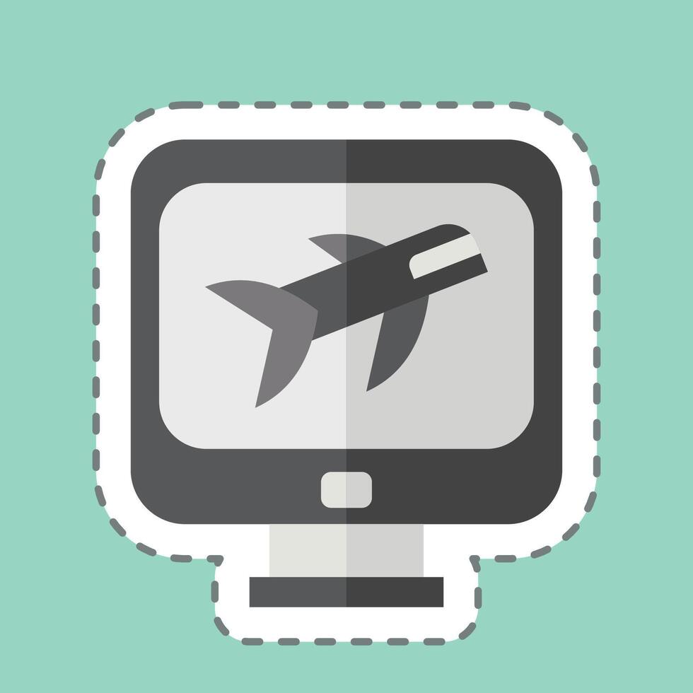 Sticker line cut Flight Check In. related to Airport symbol. simple design illustration vector