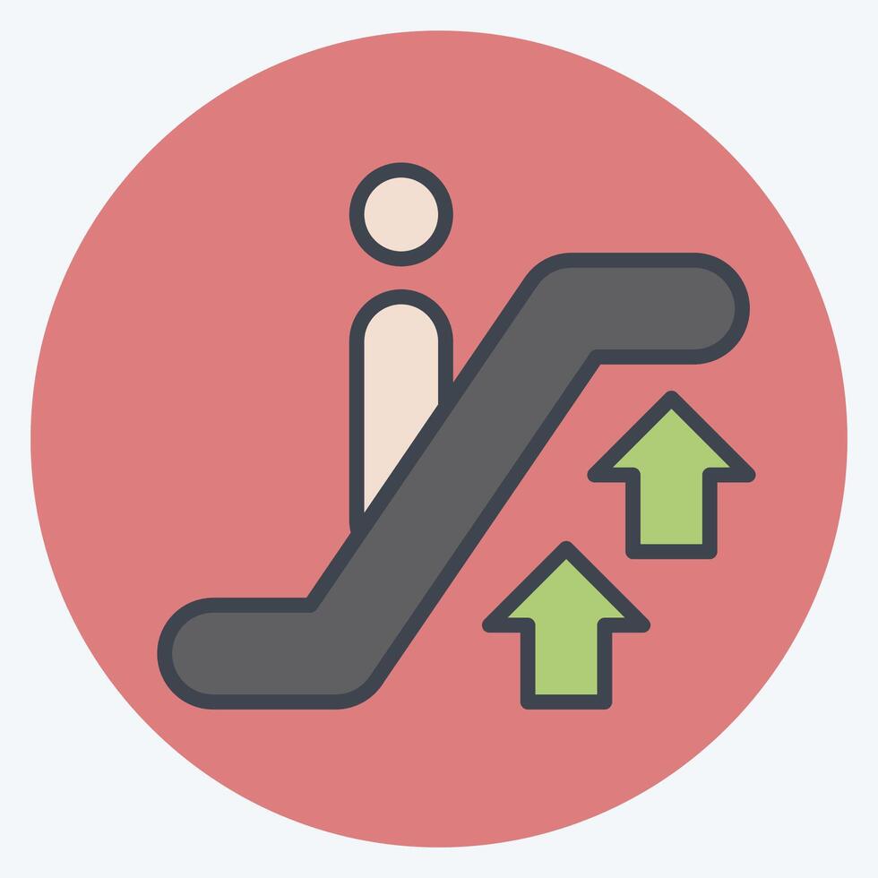Icon Up Escalator. related to Airport symbol. color mate style. simple design illustration vector