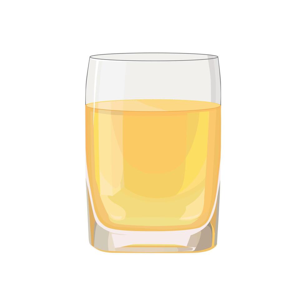 Full glass of yellow juice isolated on white background. illustration in flat style with drink. Clipart for card, banner, flyer, poster design vector