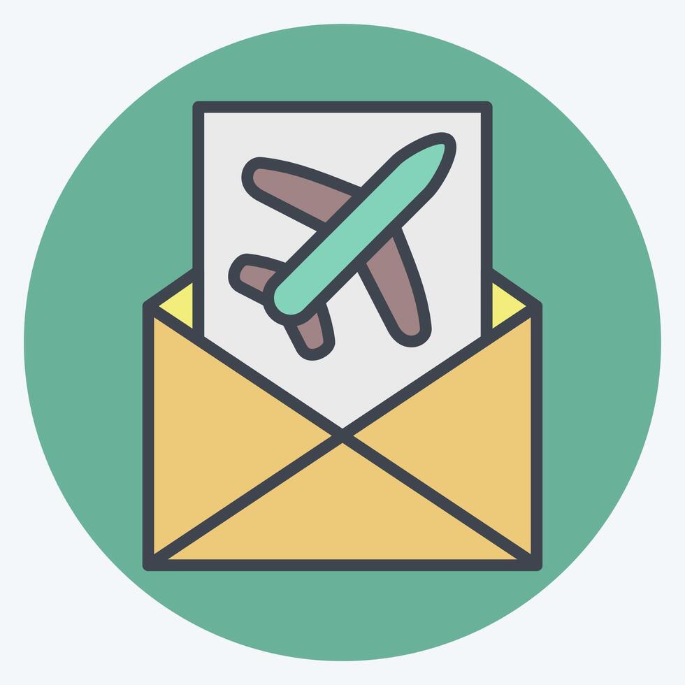 Icon Mail Confirmation. related to Airport symbol. color mate style. simple design illustration vector