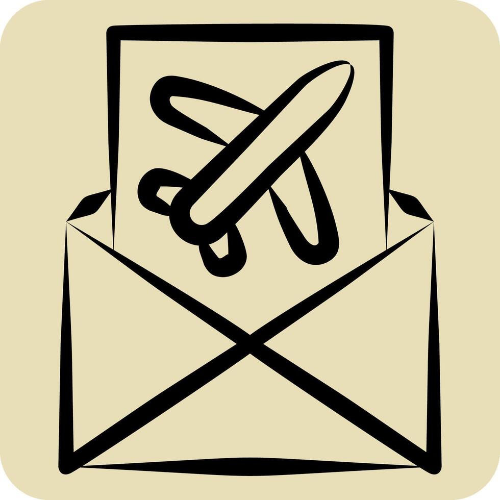 Icon Mail Confirmation. related to Airport symbol. hand drawn style. simple design illustration vector