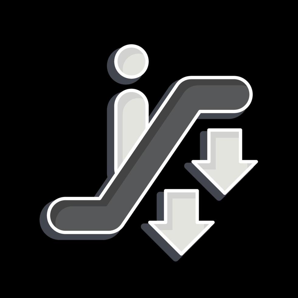 Icon Down Escalator. related to Airport symbol. glossy style. simple design illustration vector