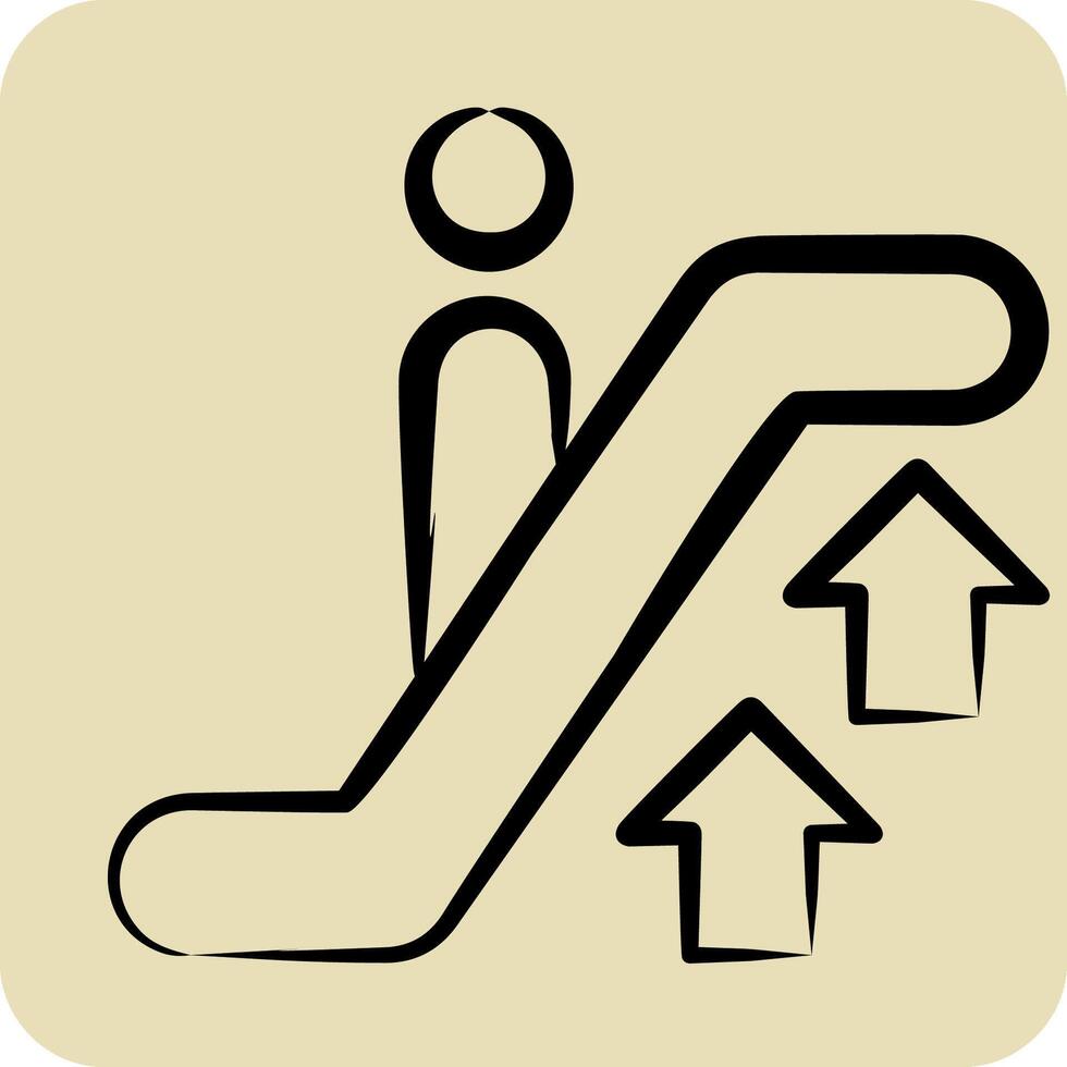 Icon Up Escalator. related to Airport symbol. hand drawn style. simple design illustration vector