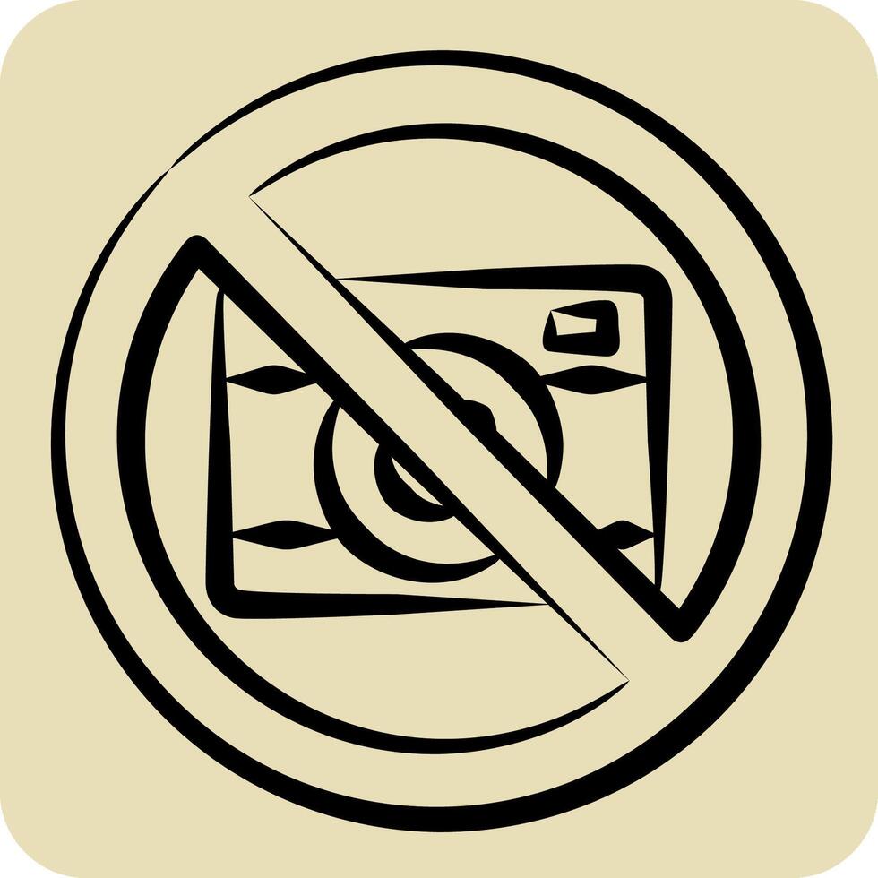 Icon Camera Prohibited. related to Airport symbol. hand drawn style. simple design illustration vector