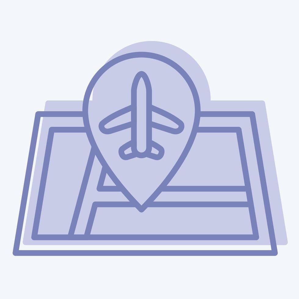 Icon Airport Location. related to Airport symbol. two tone style. simple design illustration vector