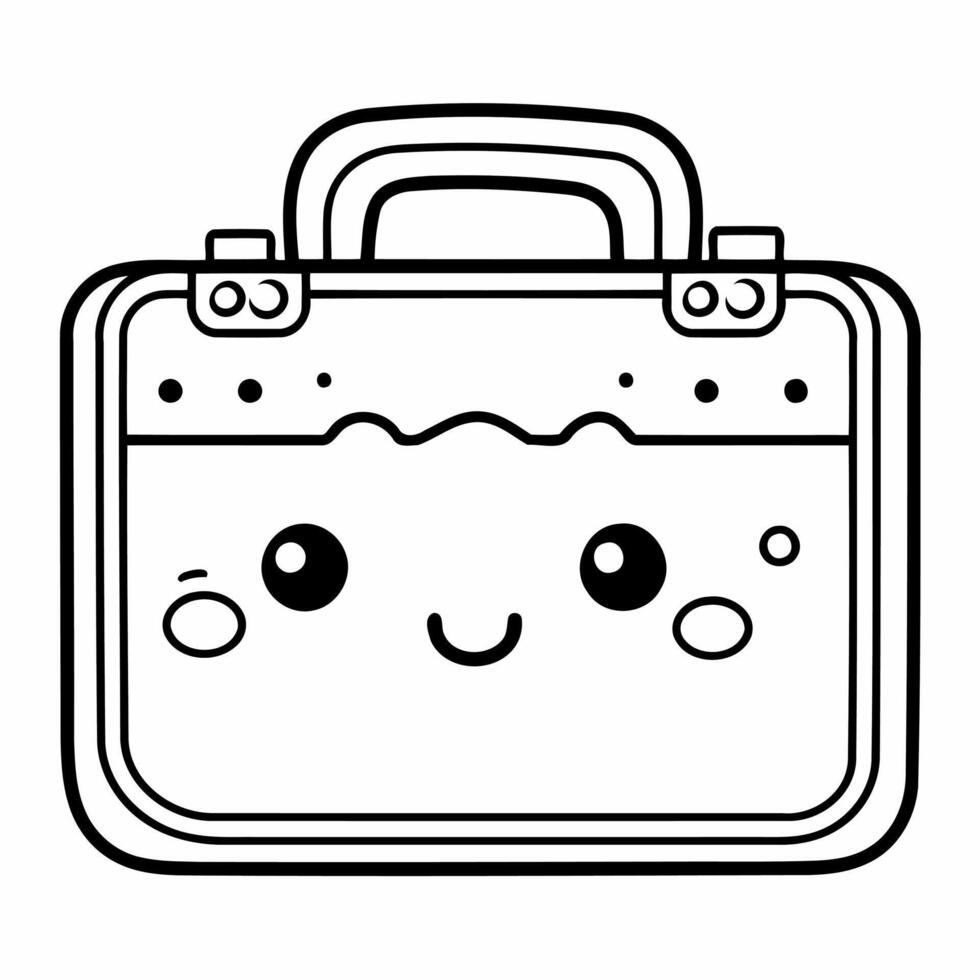 Clean line suitcase icon for coloring. vector
