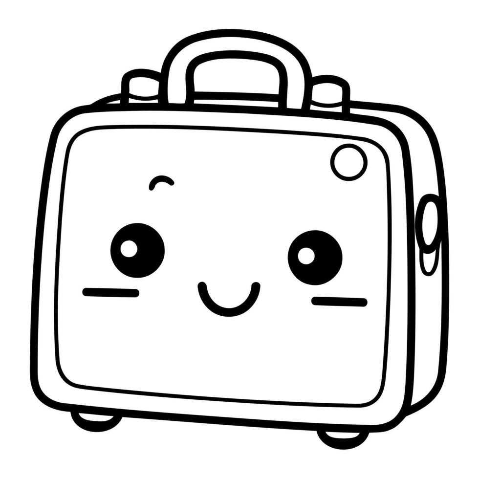 Clean line suitcase icon for coloring. vector