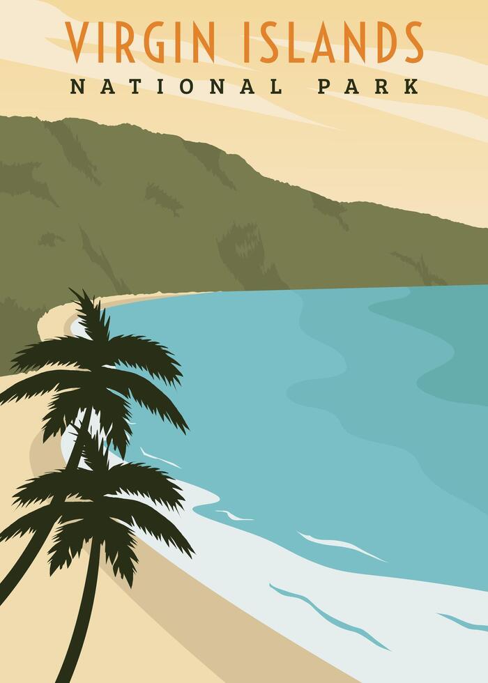 virgin islands national park poster vintage illustration design. national park in america vintage poster design vector