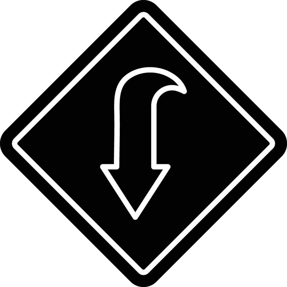 Curved Down Glyph Icon Design vector