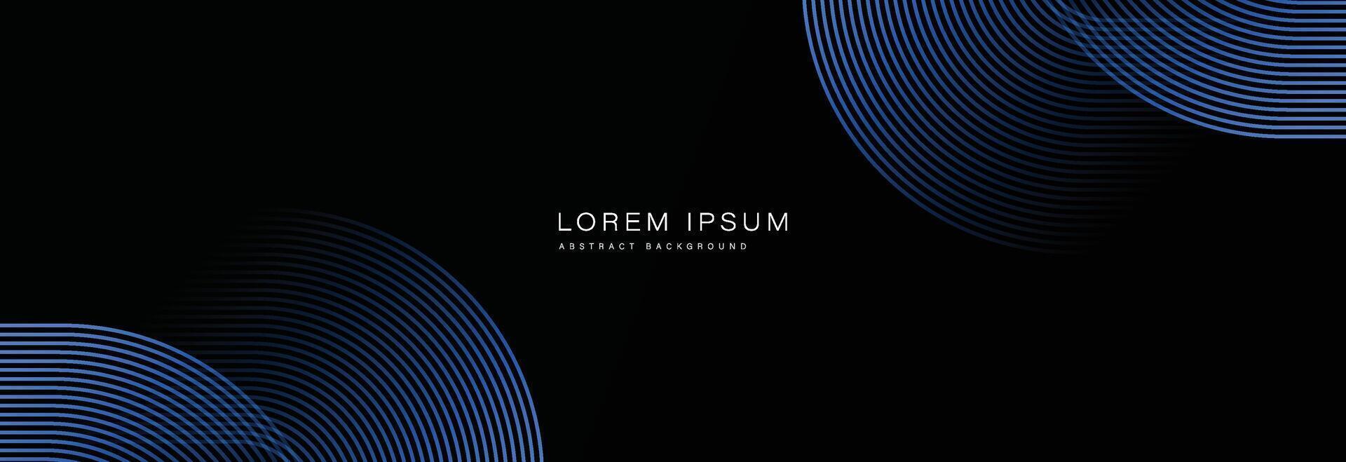 black abstract background with glowing geometric lines. Modern shiny blue rounded square lines pattern. Suitable for banner, cover, poster, website, presentation, brochure, flyer, header vector