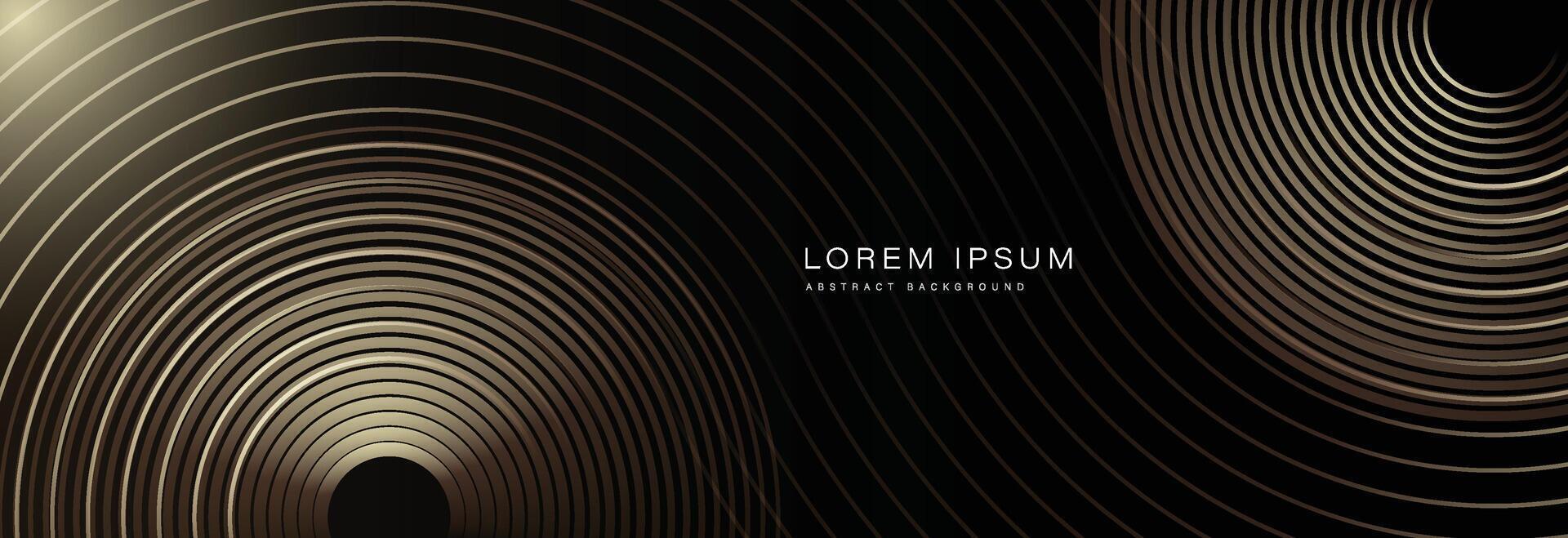 Abstract black and gold background with two circles. Suitable for banner, cover, poster, website, presentation, brochure, flyer, header vector