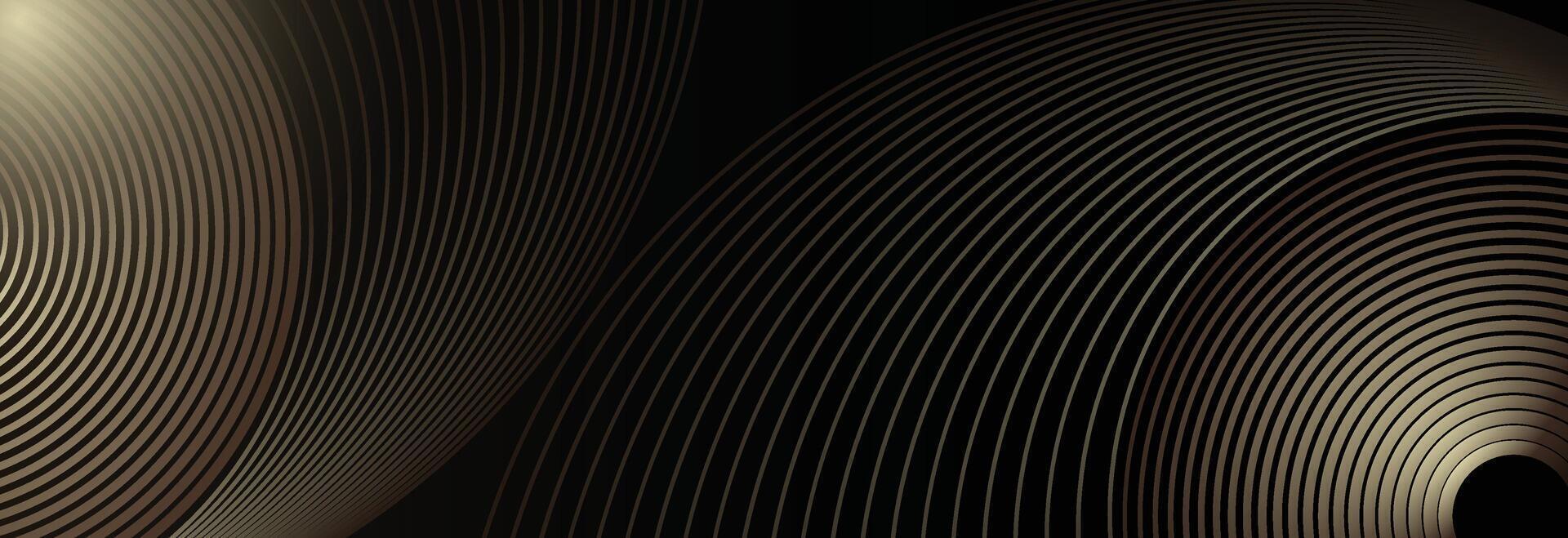 Abstract black and gold background with two circles. Suitable for banner, cover, poster, website, presentation, brochure, flyer, header vector
