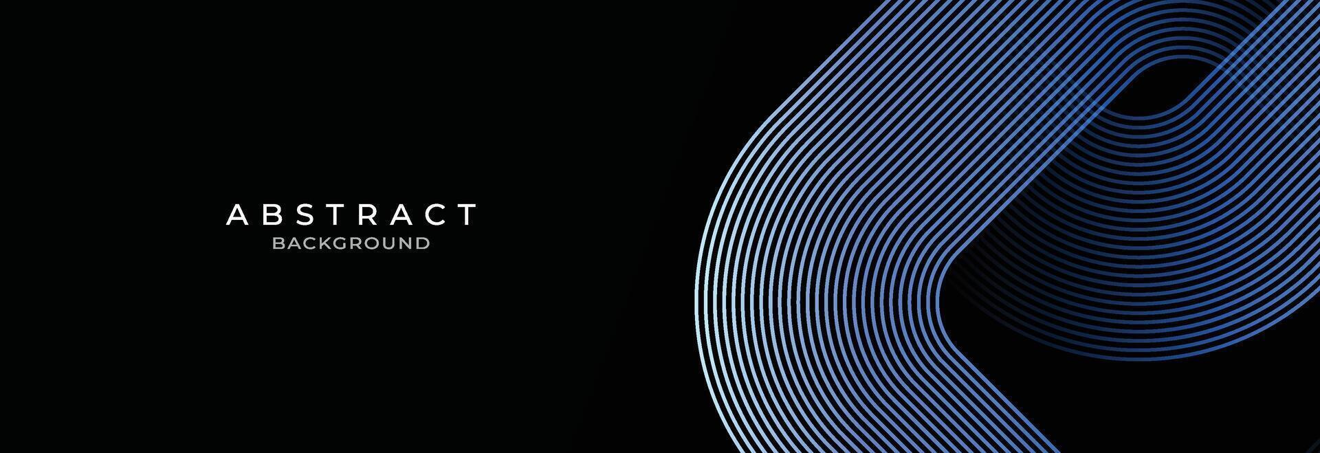 black abstract background with glowing geometric lines. Modern shiny blue rounded square lines pattern. Suitable for banner, cover, poster, website, presentation, brochure, flyer, header vector