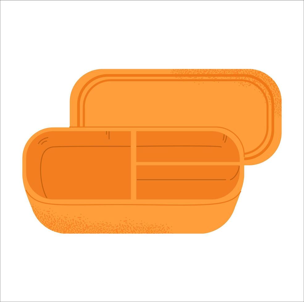 Empty opened bento box with cover illustration isolated on white. vector