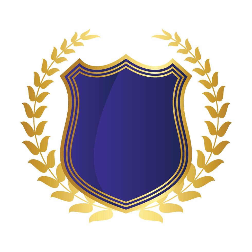 Golden Shield With Laurel Wreath vector