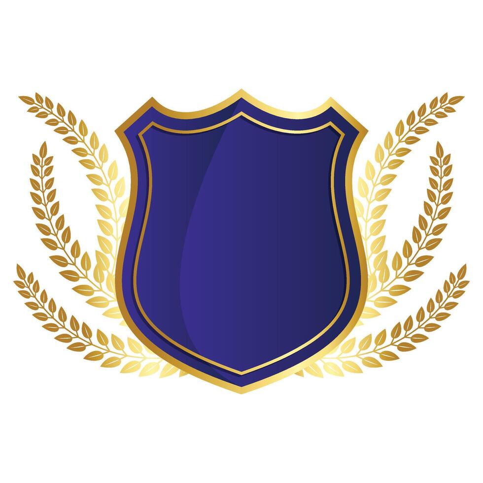 Golden Shield With Laurel Wreath vector