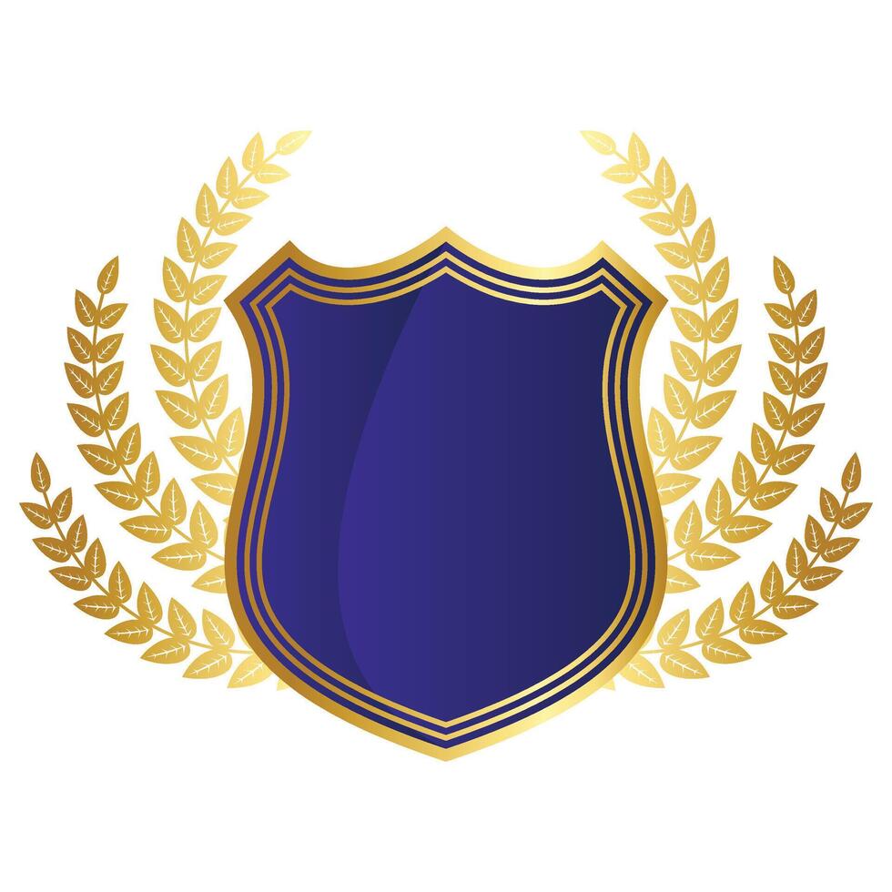 Golden Shield With Laurel Wreath vector