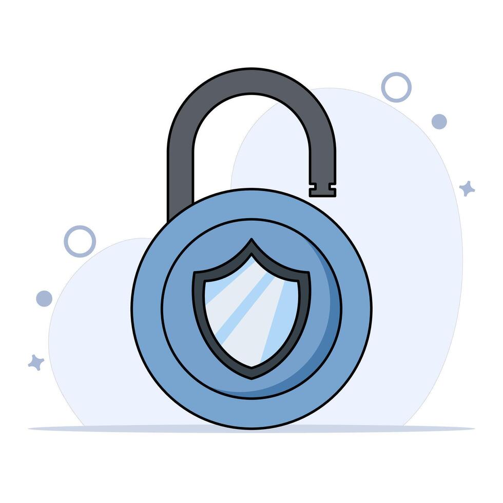 Data Protection Concept, active lock security, Data Security. vector