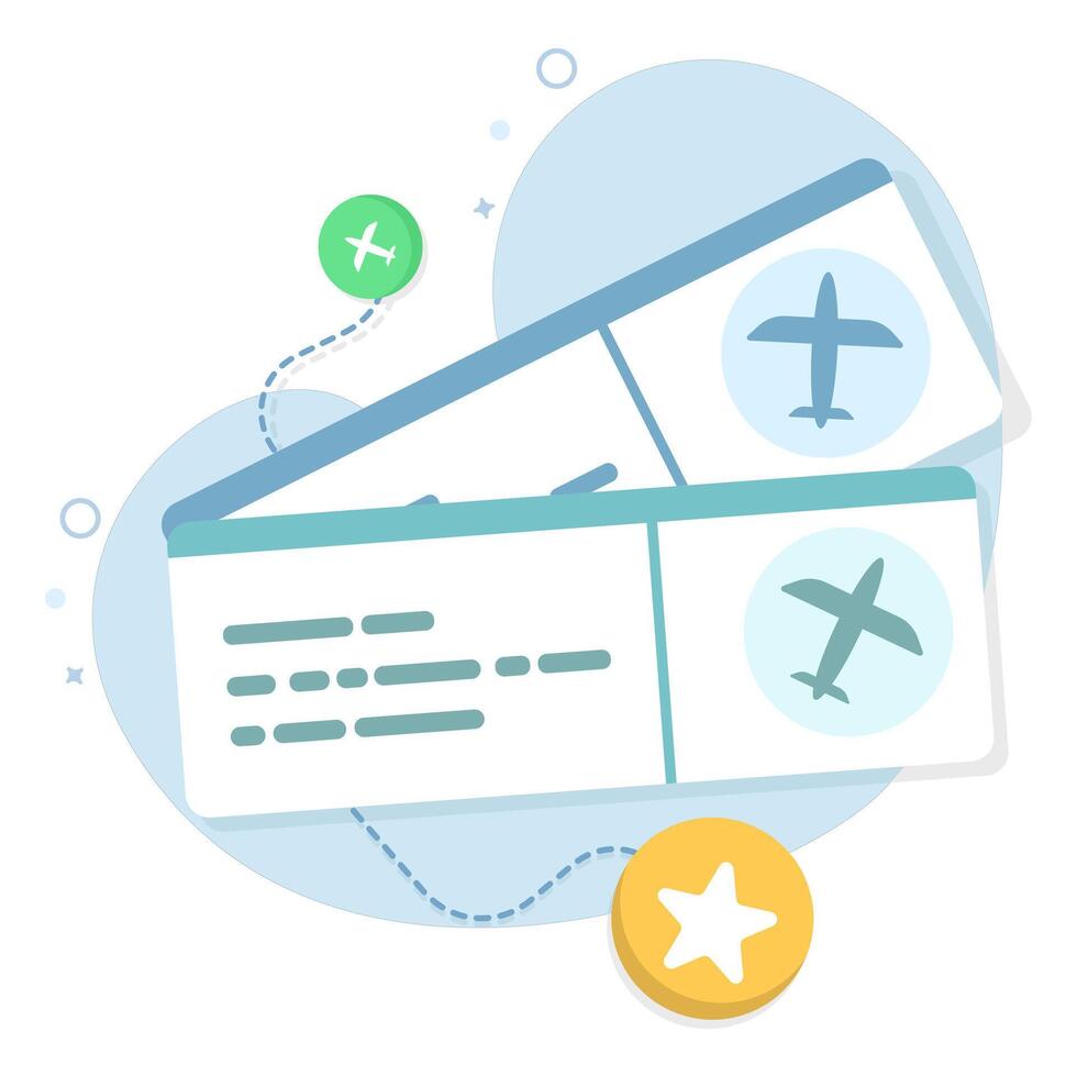 Passport and airplane ticket concept, Boarding pass ticket icon. travel concept. Summer travel banner, passport and boarding pass in the background. online ordering. Flat illustration. vector