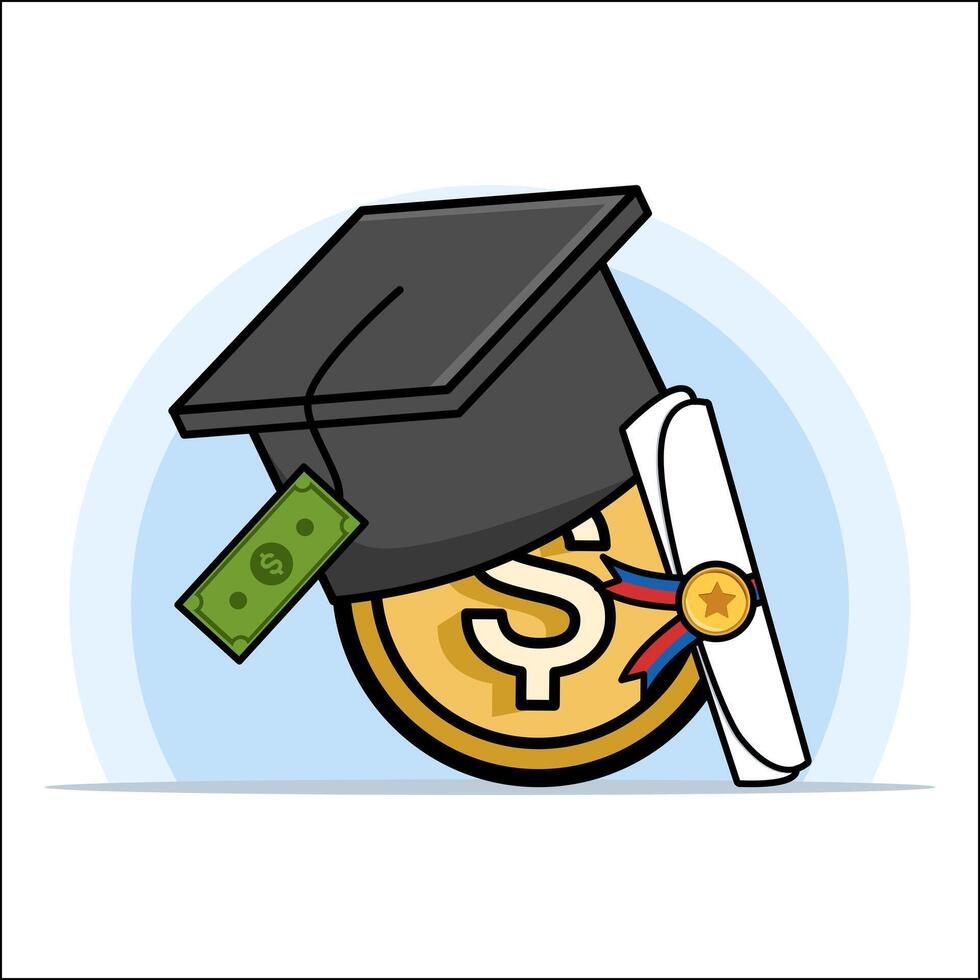 concept of education, Scholarship, Graduation Limit, and Money, Educational achievement, learning. Cartoon Icon Illustration, Premium Education Finance Icon Concept Isolated. vector