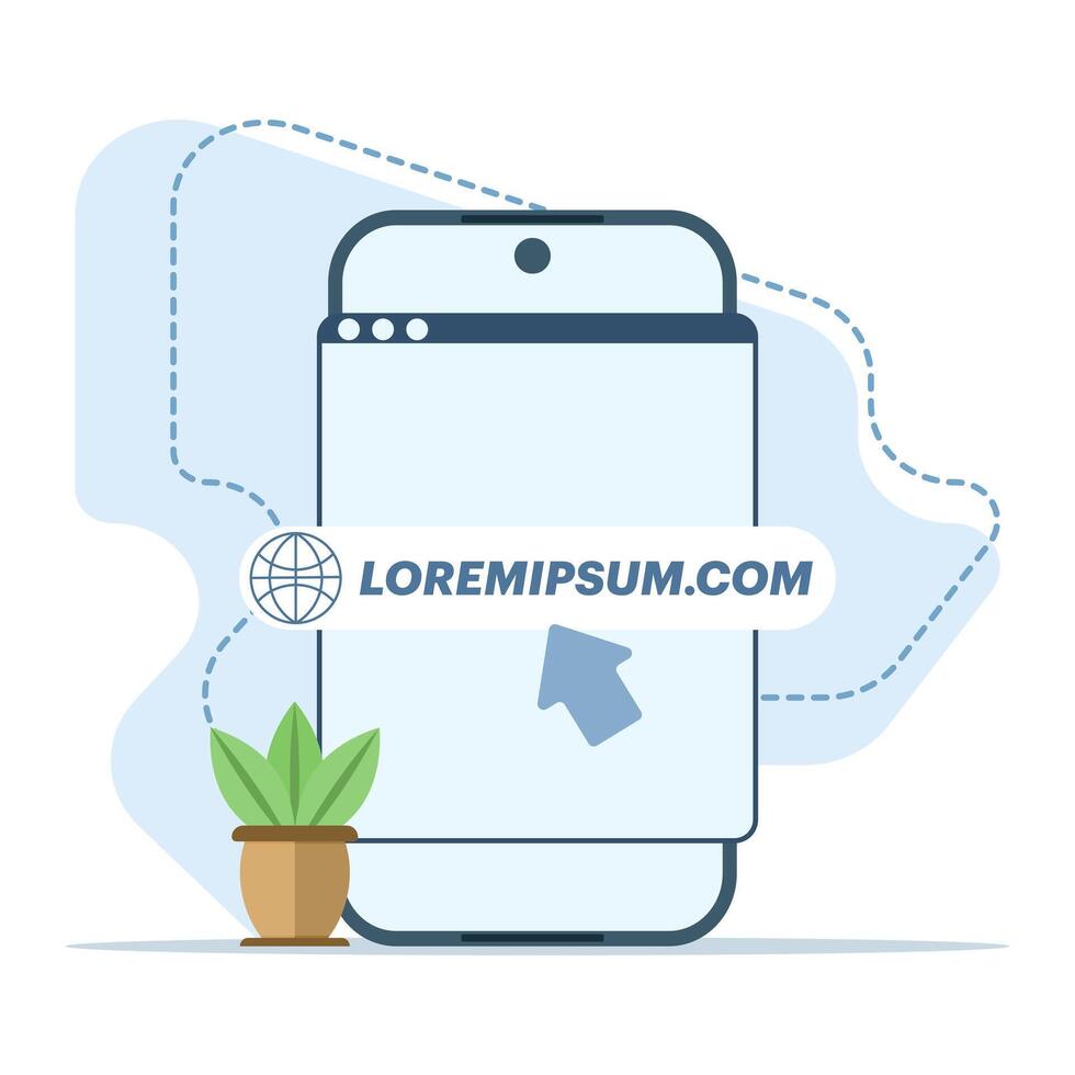 concepto de enlace botón, sitio web nombre, url o habla a en tu dispositivo pantalla, navegación bar. habla a y navegación bar, navegador aplicación icono, www http en línea buscar, moderno elementos, infografía. vector