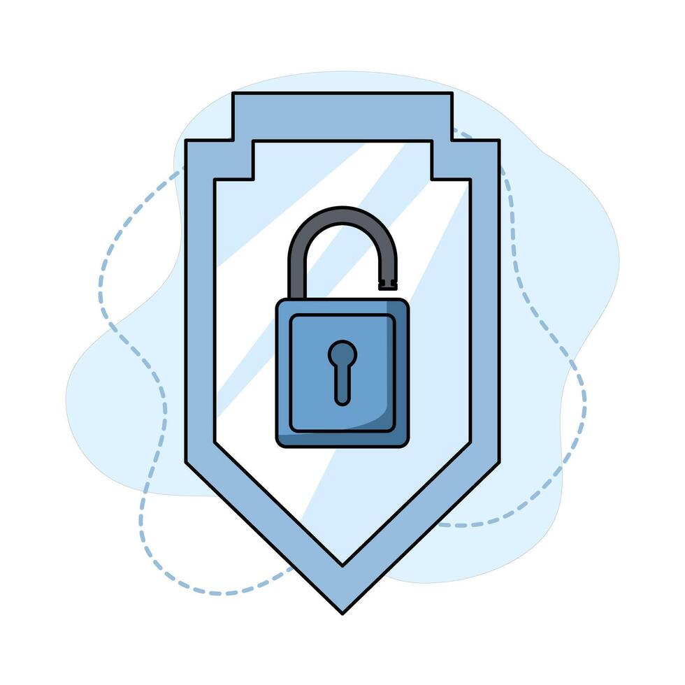 Data Protection Concept, active lock security, Data Security. vector