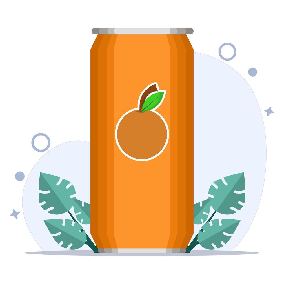 Concept of Lemon or Orange Juice Drink with Soda. drinks with artificial sweeteners. Cute Soda Can Collection. Modern color soft drink. Food Nature Icon. Cartoon Icon Illustration. vector