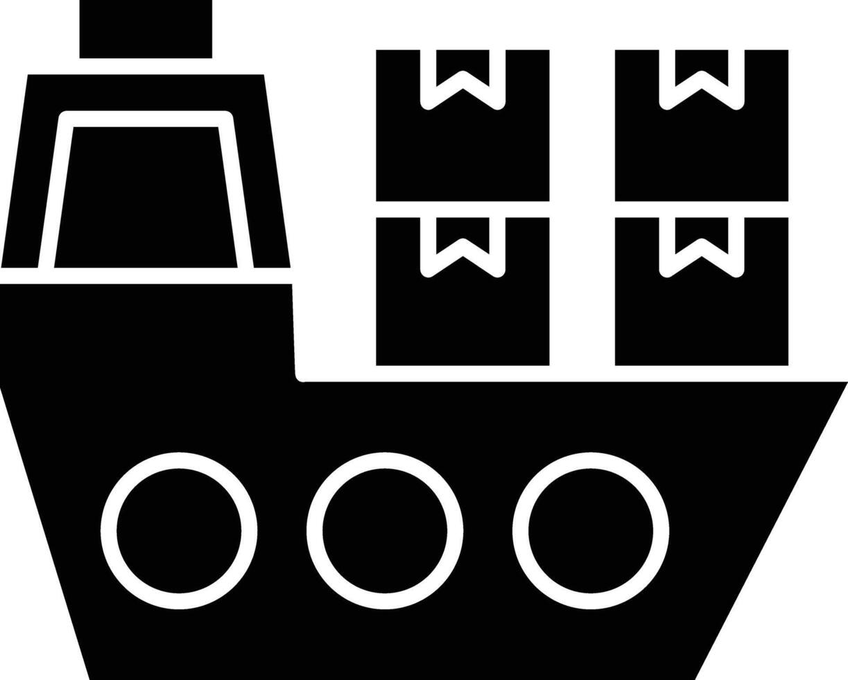 Cargo Ship Glyph Icon Design vector