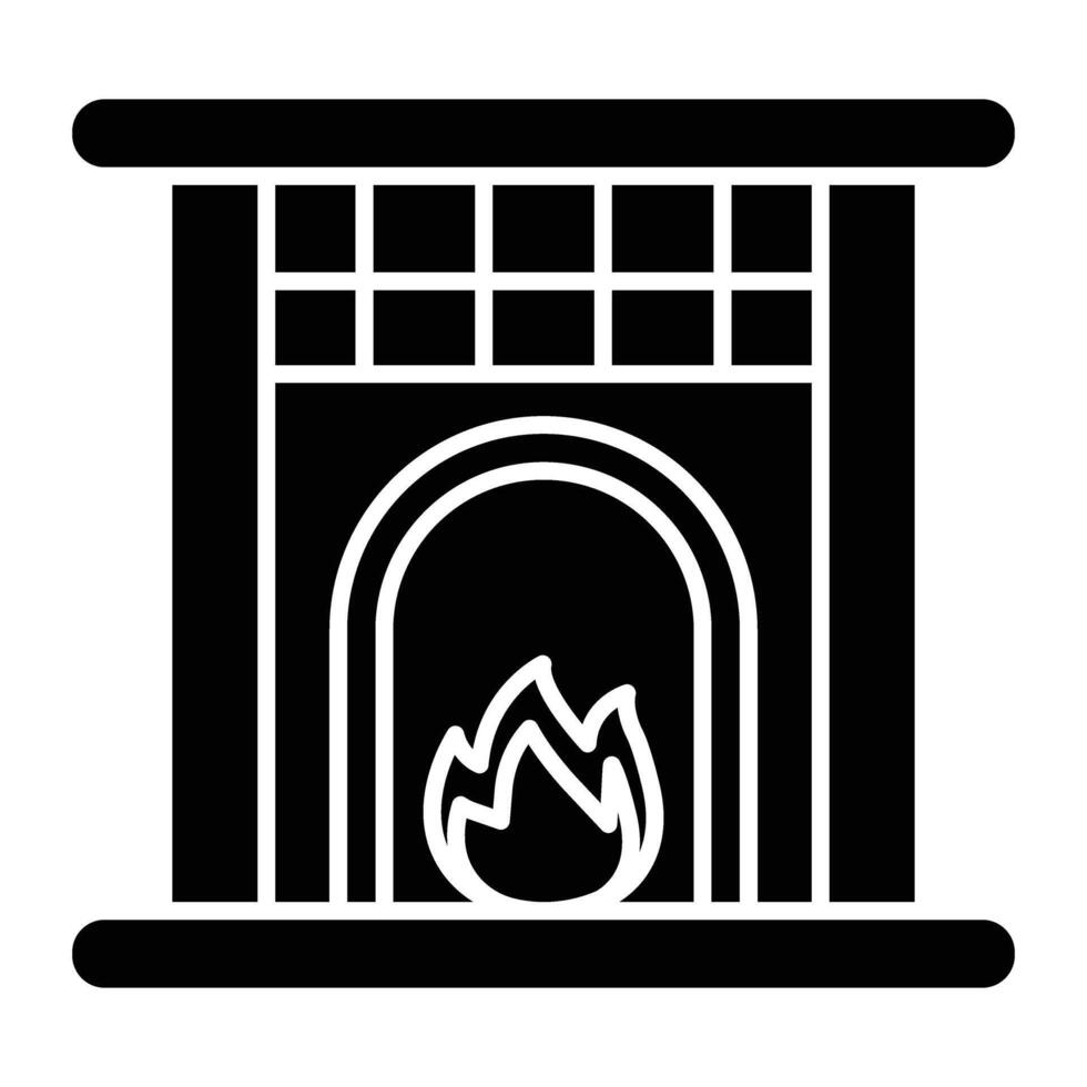 Fireplace Line Icon vector