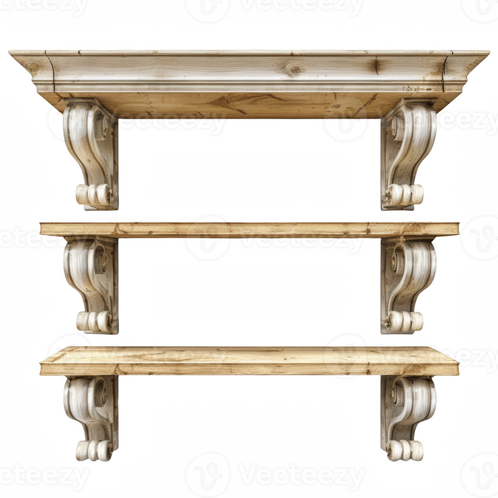wooden shelves table isolated on transparent background png