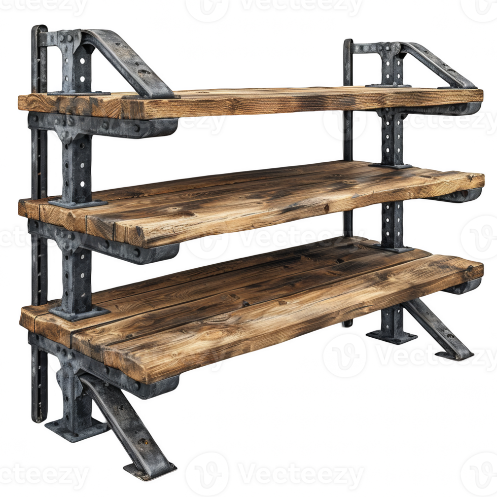 wooden shelves table isolated on transparent background png