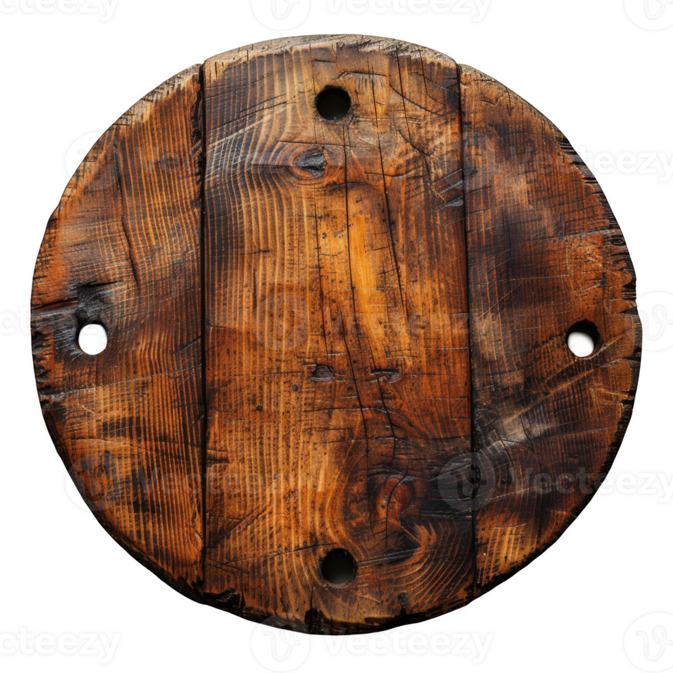 Wooden empty board, round wood board on transparent background png