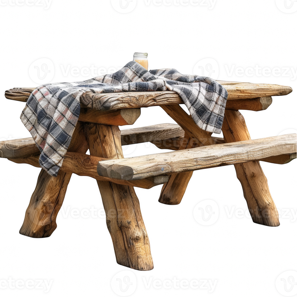 Wooden picnic table on transparent background png