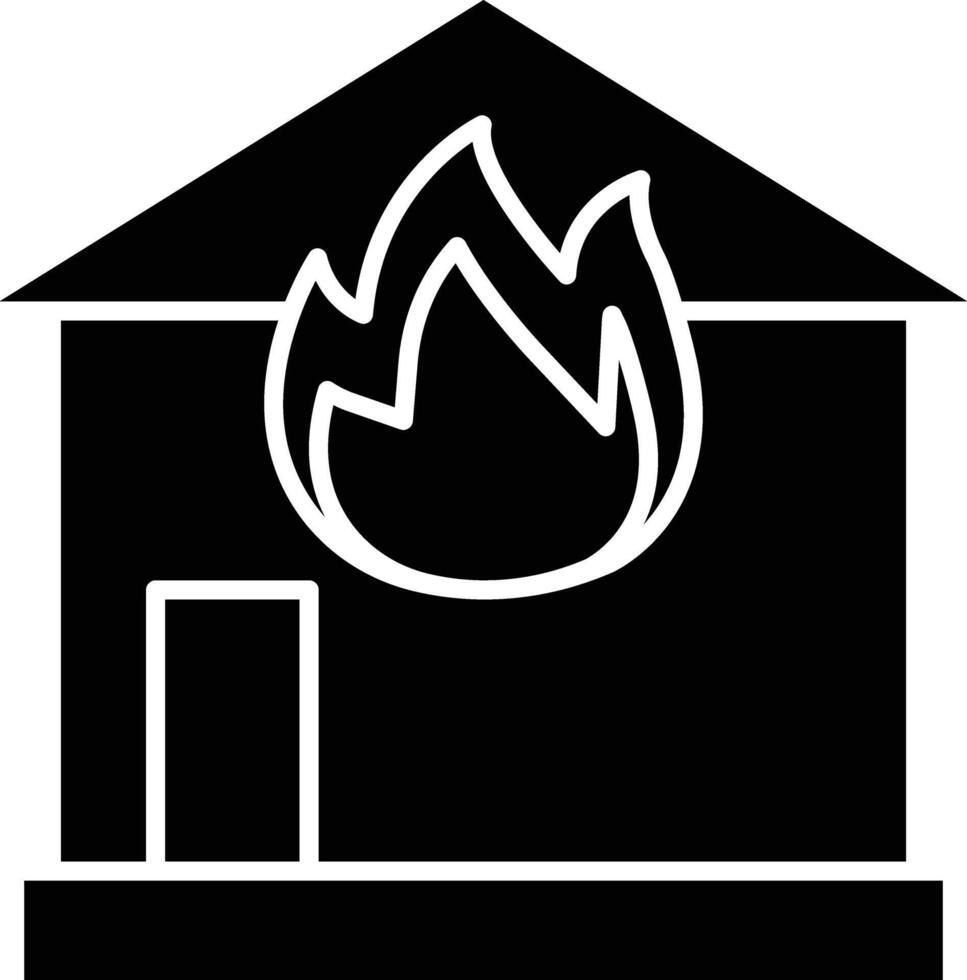 Burning House Glyph Icon Design vector