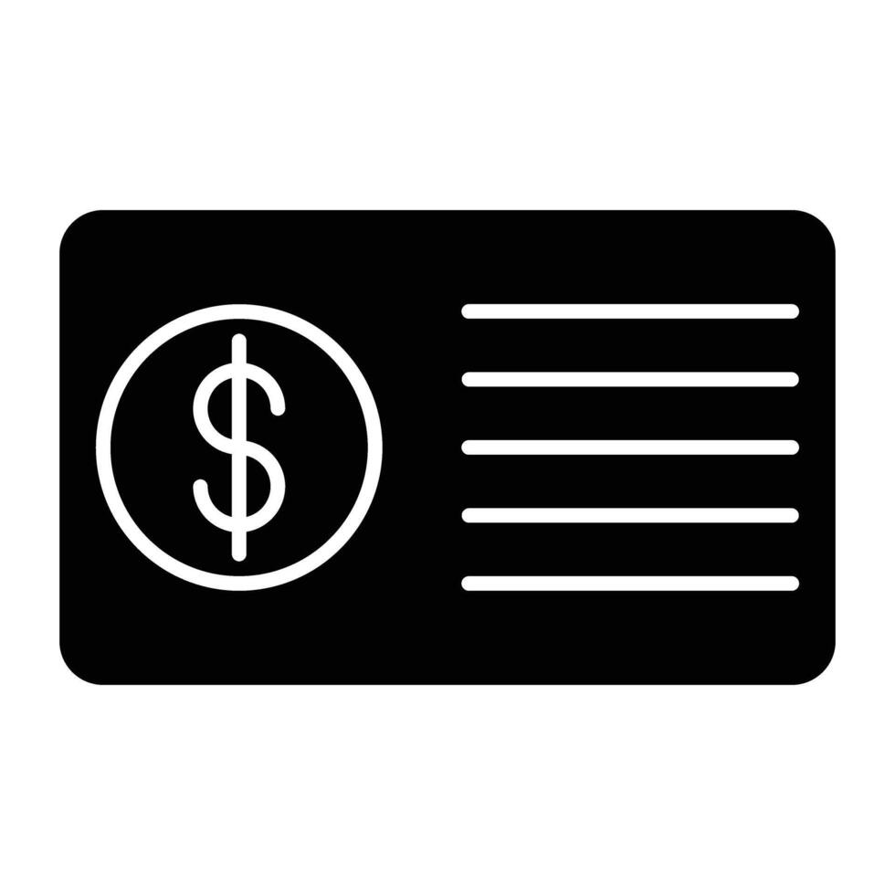 Paycheck Glyph Icon Design vector