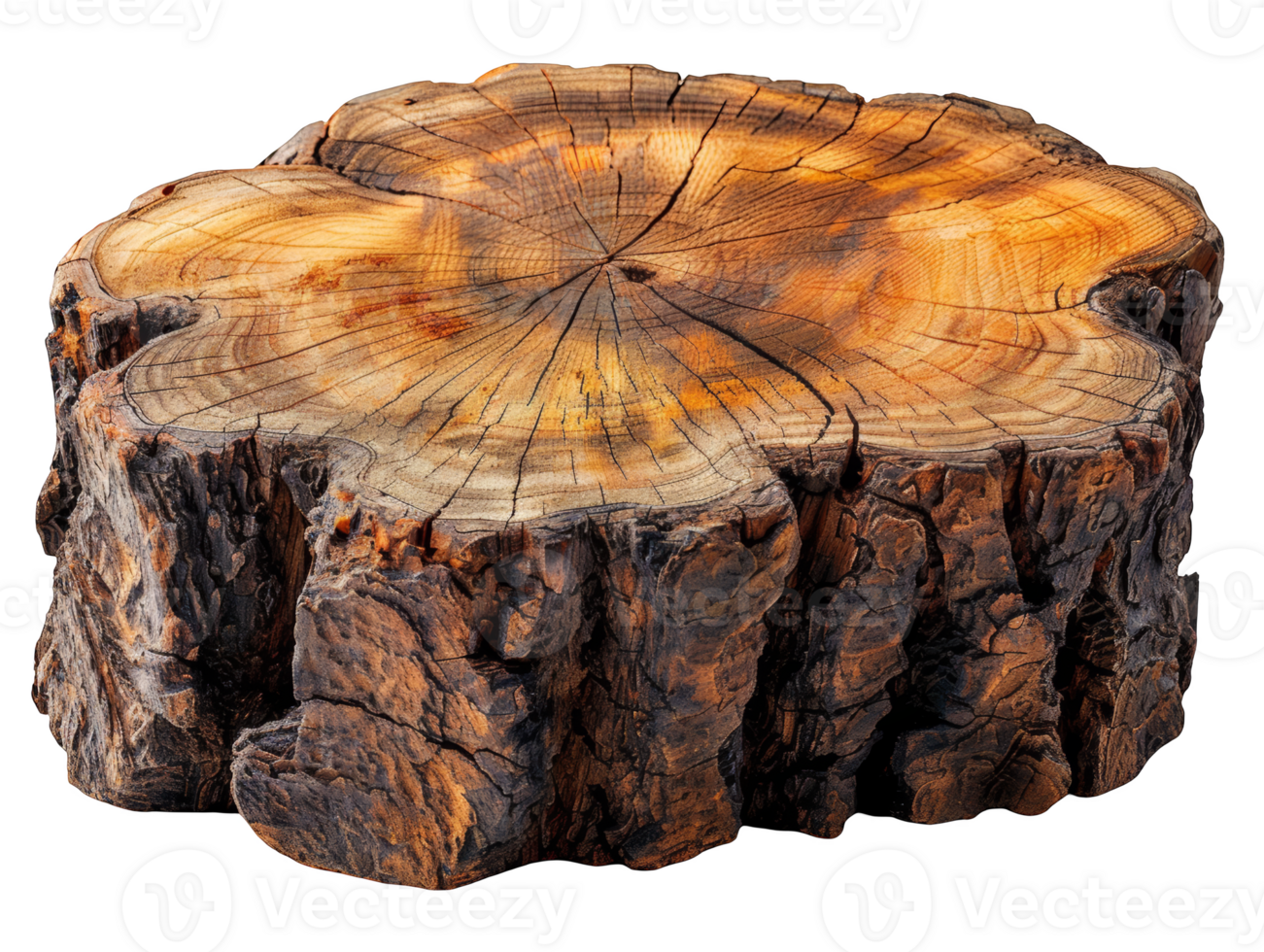 Old wood stub on transparent background png