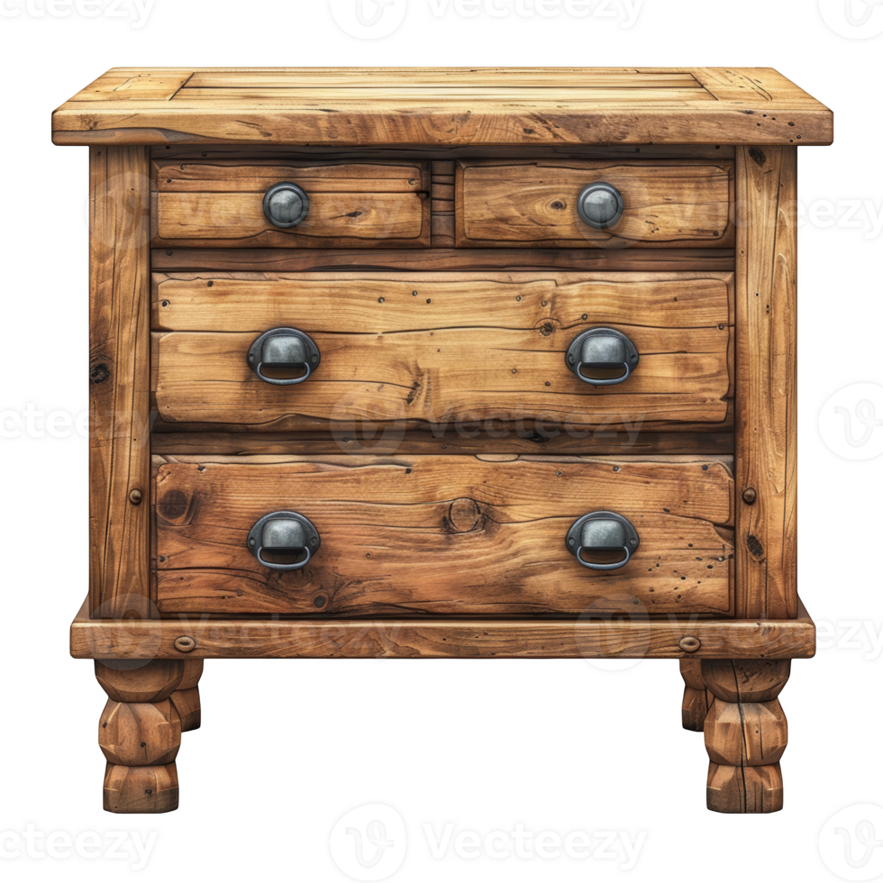 Wooden nightstand, Wooden desk and drawer on transparent background png