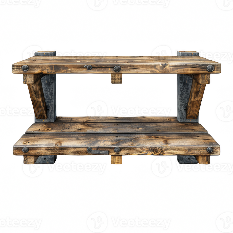 wooden shelves table isolated on transparent background png