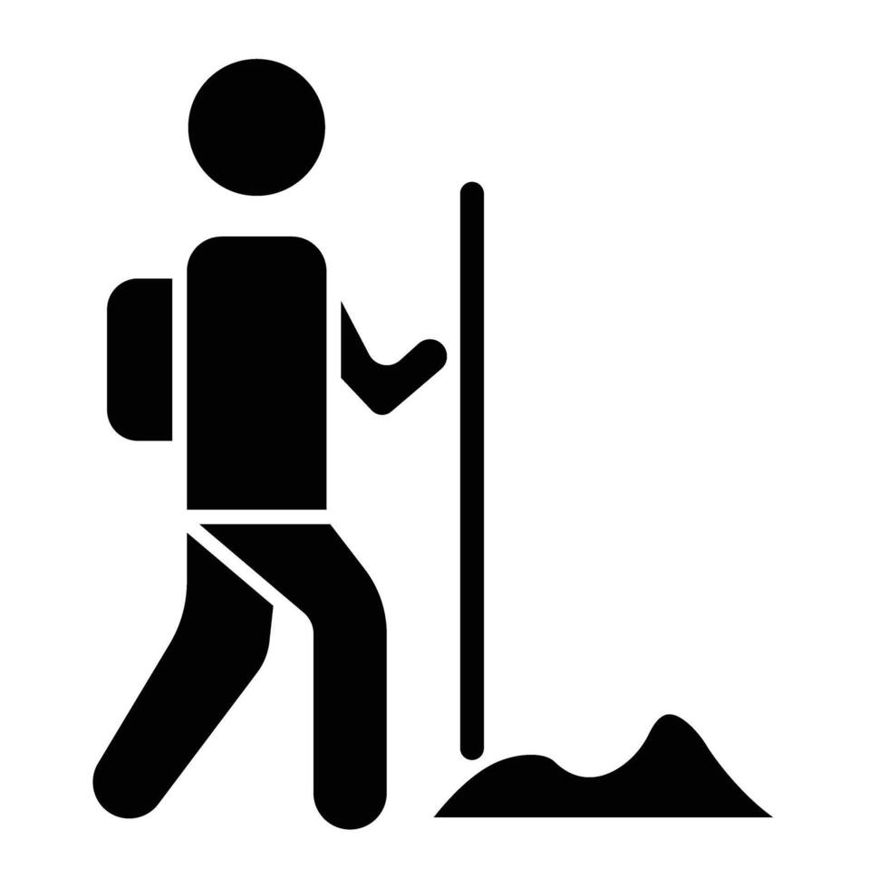 Hiking Glyph Icon Design vector