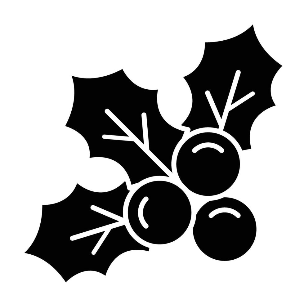 Christmas Holly Glyph Icon Design vector
