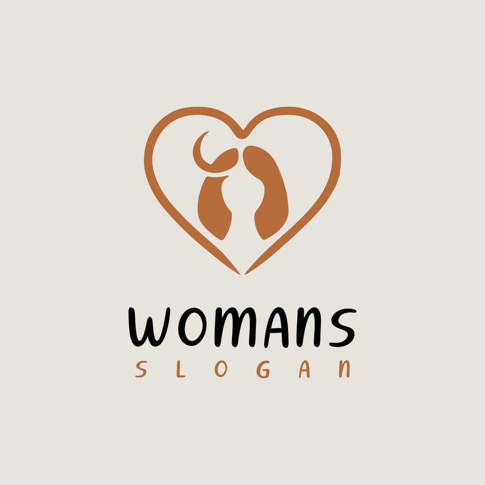 Women Heart Logo, Beauty woman's face colorful heart love logo vector