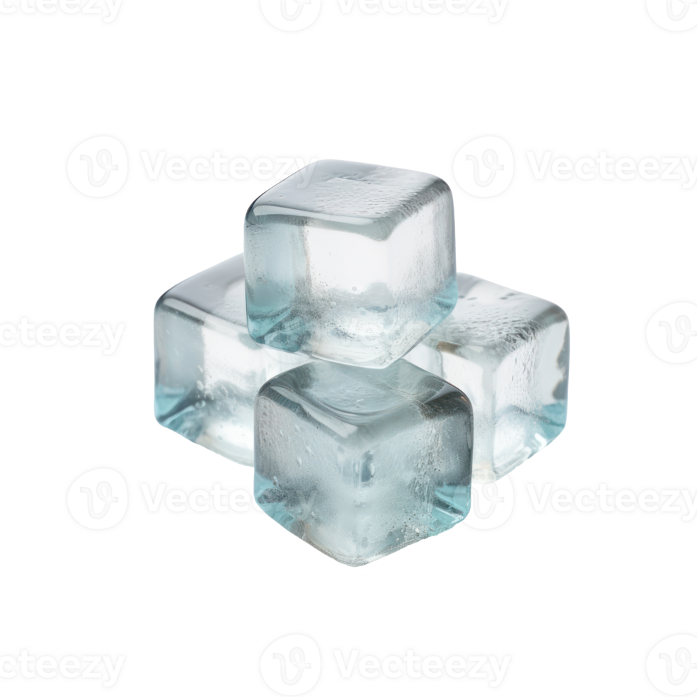 Close Up Four Ice Cubes on Isolated Background. png