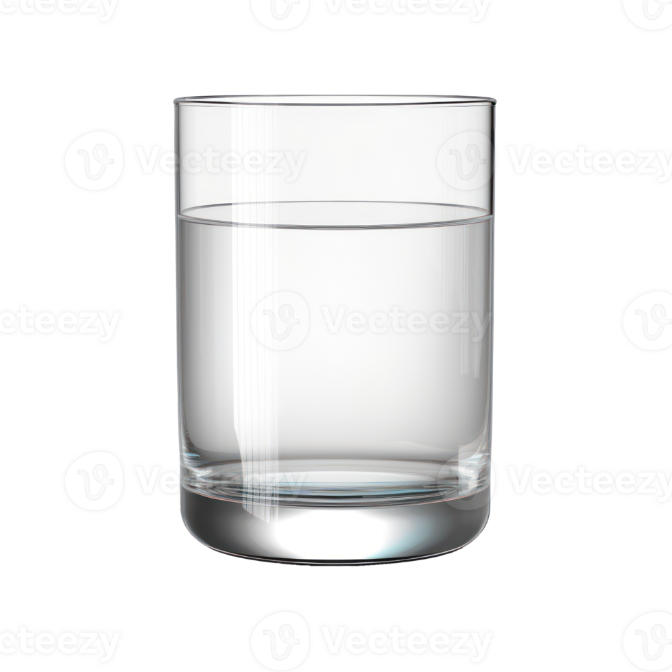 Transparent Clear Glass of Water on Isolated Background. Health, Refreshment and Hydration Concept. png