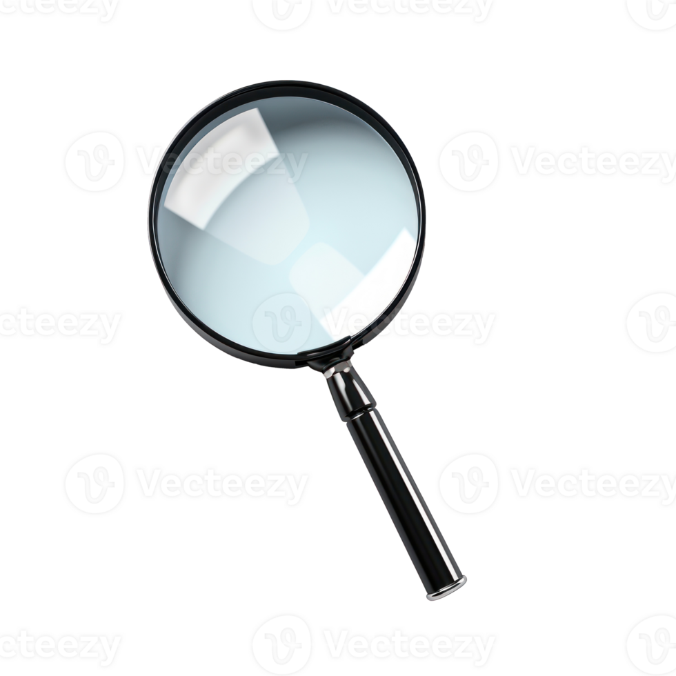 Magnifying Glass with Black Handle on Isolated Background. Professional Magnifier Tool. png