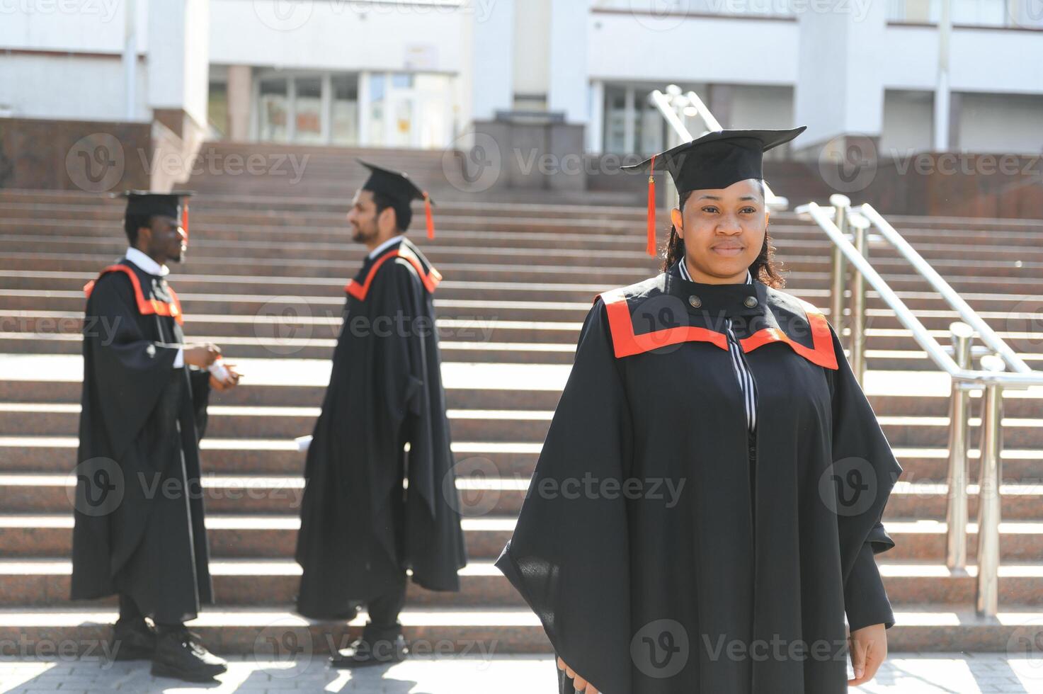 pretty african female college graduate at graduation photo