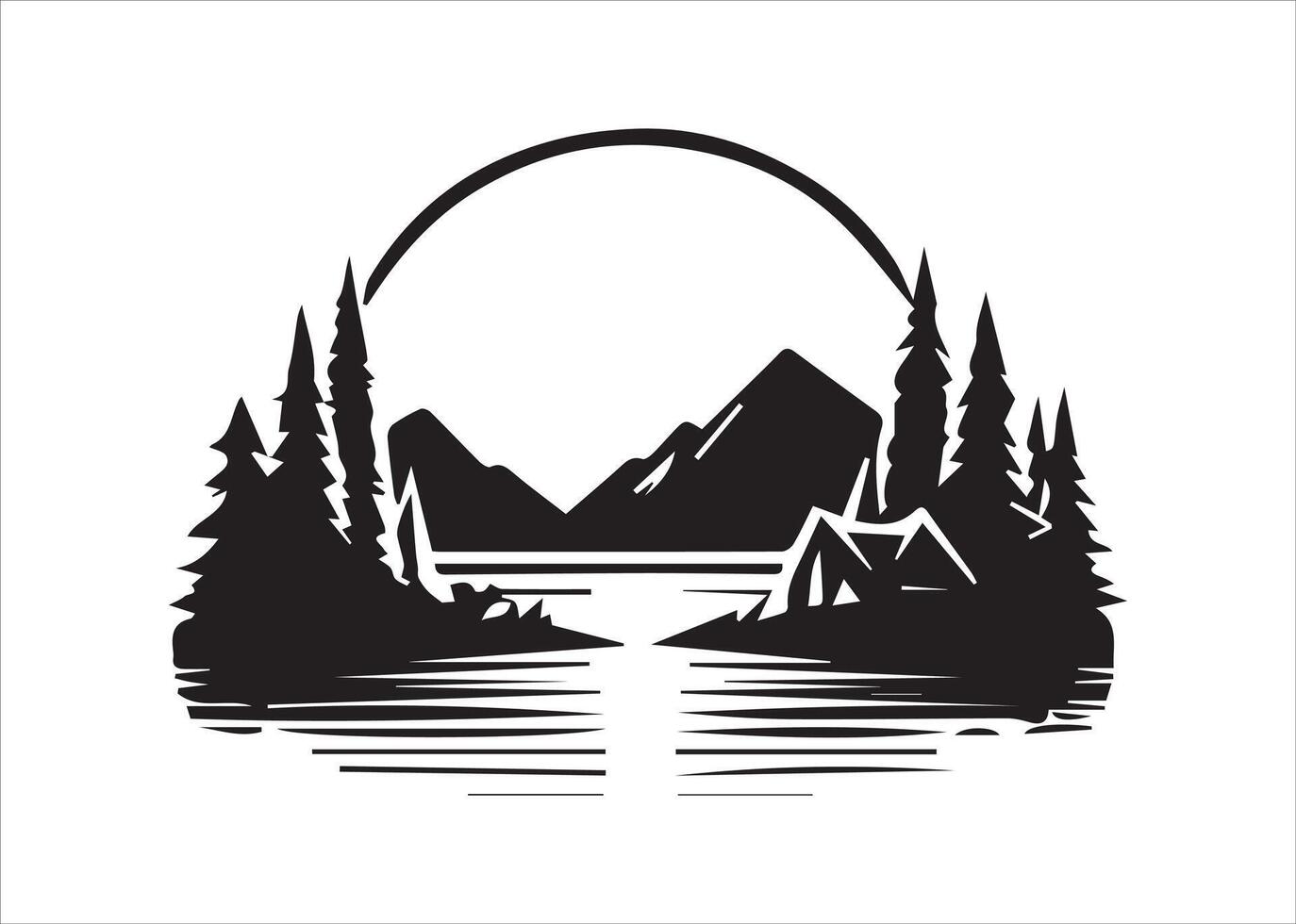 Hills silhouette icon illustration a white background vector
